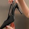 2025 new rhinestone pointed silver high heels femininity socialite thin heel super high heel women's shoes sandals single shoes