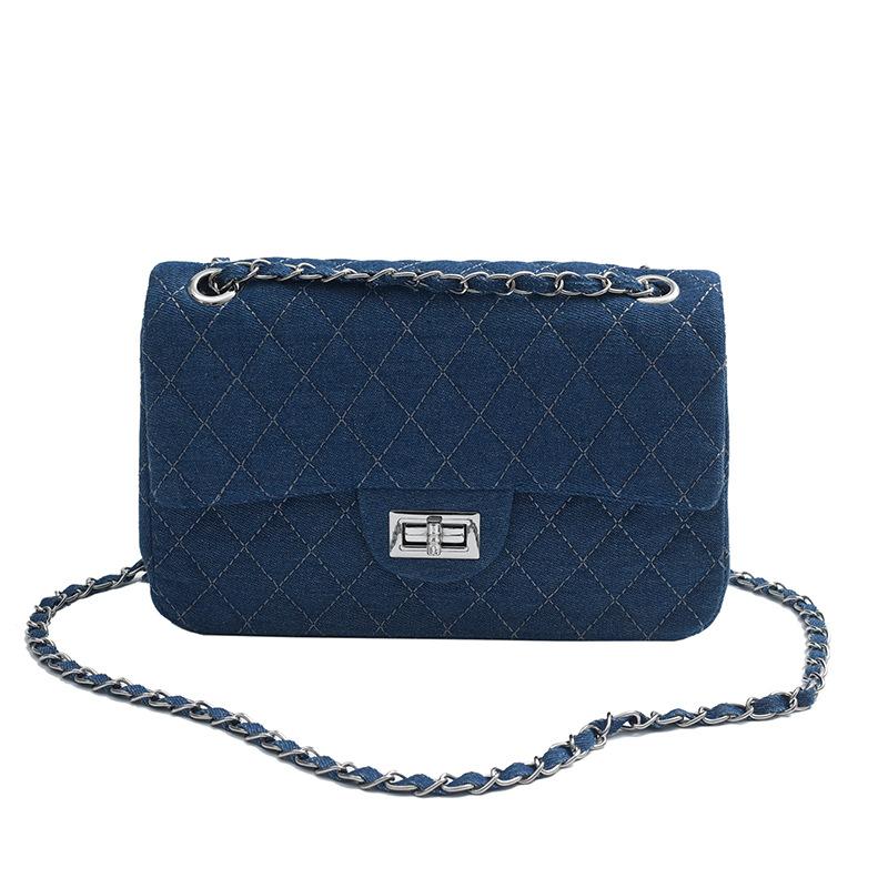 Women's bag 2026 summer new popular versatile diamond embroidered thread chain messenger bag fashionable shoulder Korean small square bag