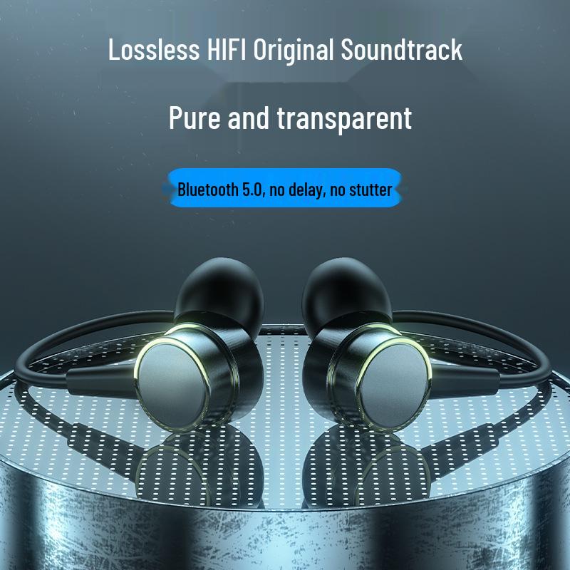 New Neck-Hanging Bluetooth Wireless Sports Earphones with In-ear Magnetic Silicone Design