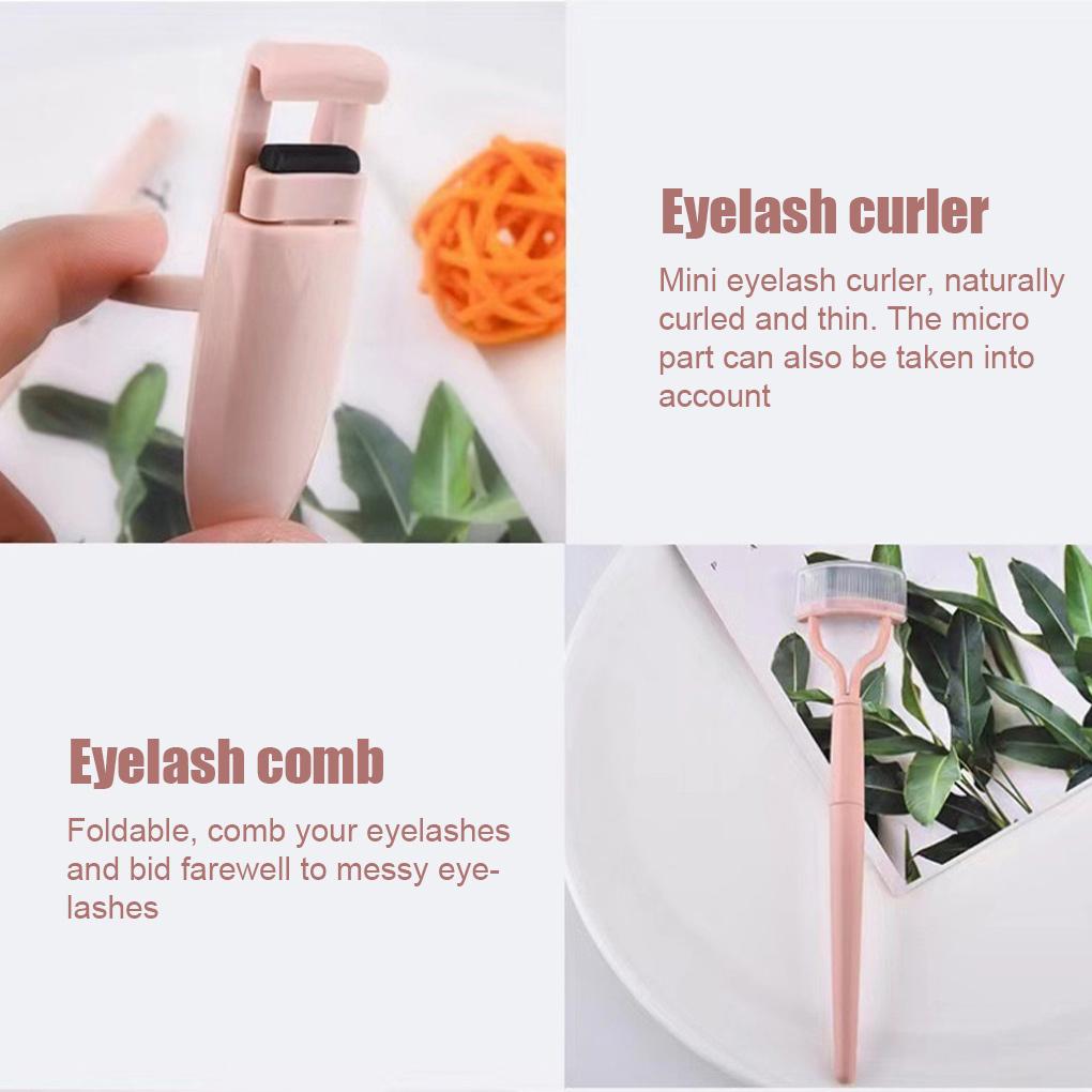 2 Pieces Eyelash Curlers Brush Tint Kit Tool Eye-lash Foldable Heated Lashs Steal Curler in Suction Card Packing for Adults