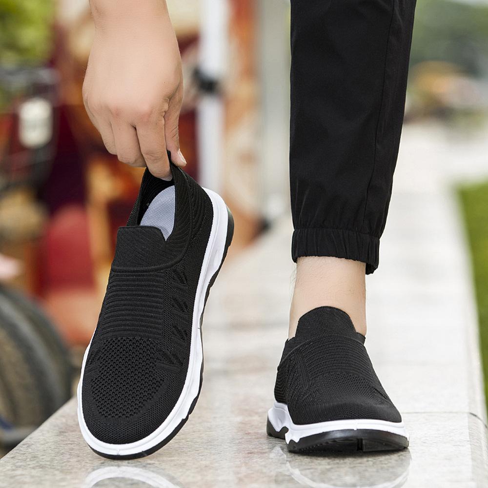 One-pedal middle-aged men's shoes autumn new fly-woven casual single shoes men's breathable sports shoes versatile foot shoes