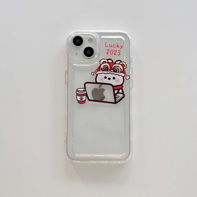 Frohes Neues Jahr 2023 Kaninchen Paar Niedlicher Hase Cartoon Silikon Soft Phone Case für Iphone 13 11 Promax 14 Pro Max 12 Shell Capa