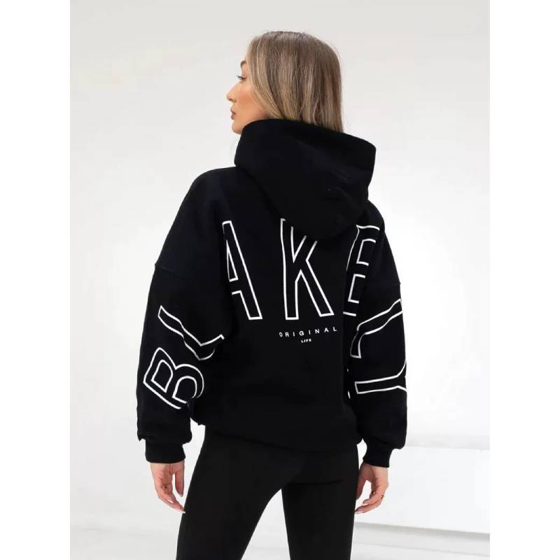 Sweat à capuche imprimé style Hip Hop pour femme en polyester épais pour un style décontracté de rue