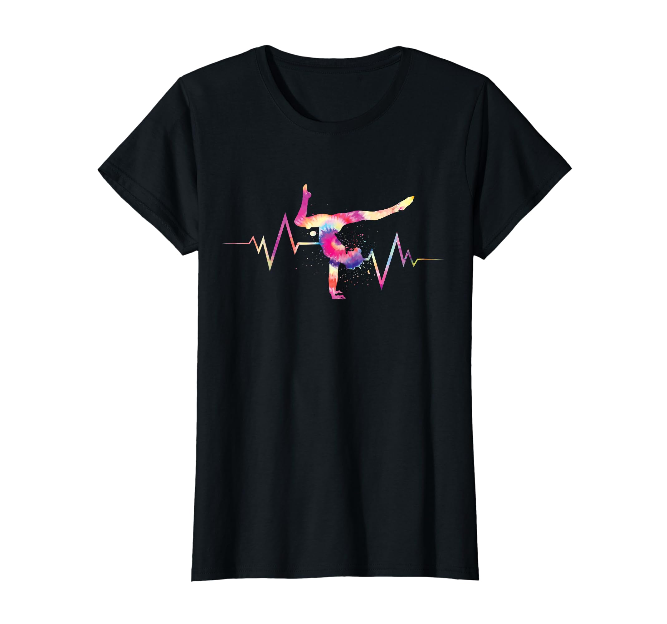

Футболка для девочек Gymnast Retro Heartbeat Gymnastics Mat Tumbling чёрный