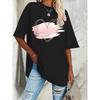 Camiseta Elegante Nueva para Mujer Talla Grande Rosa con Forma de Corazón Impresión 3D Primavera y Verano Ocio Cuello Redondo Manga Corta