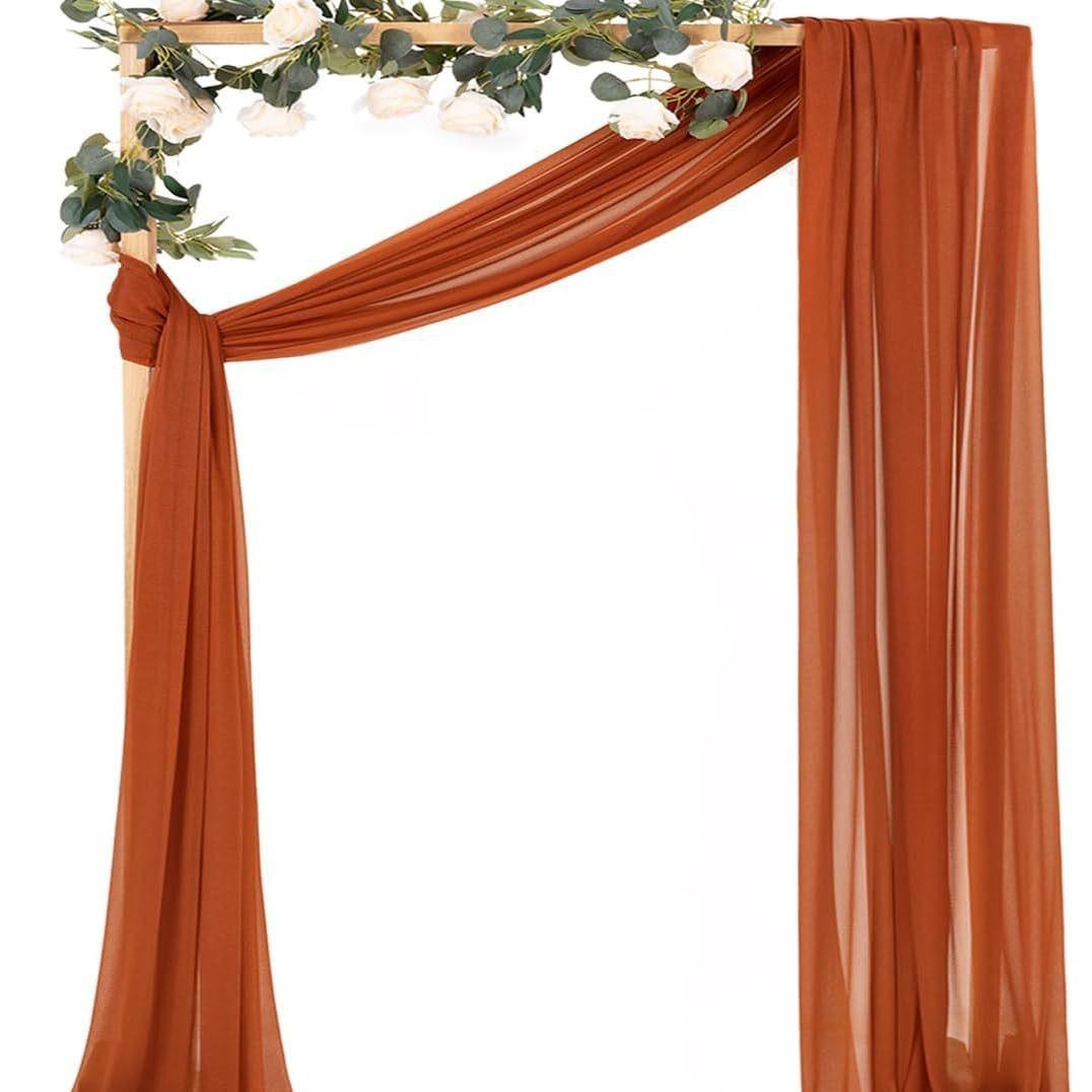 Свадебная шифоновая газовая мантия Mori Lawn Уличная арка Декорирование Драпировка Свадебная композиция Ткань Мантия Перламутровая шифоновая занавеска 75*600 коричневый