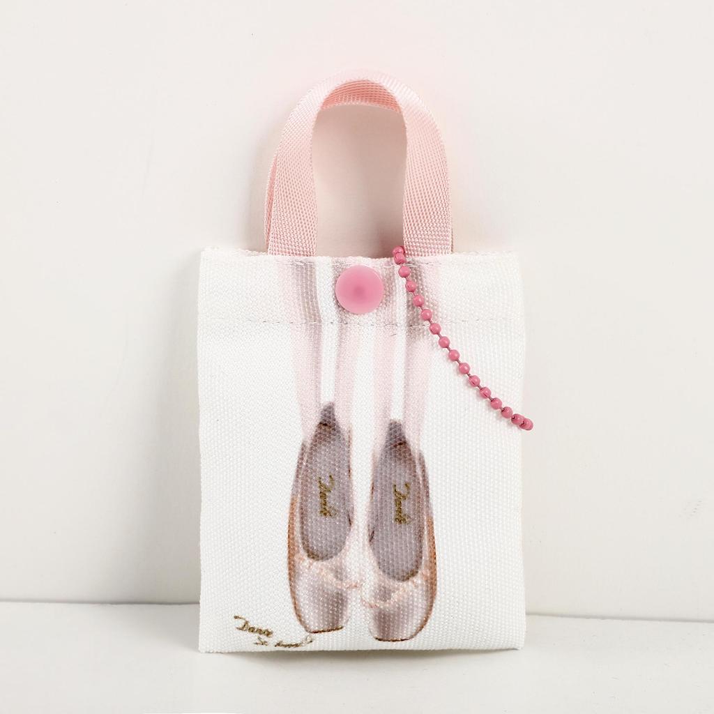 Mini sac de rangement en toile style ballet pour écouteurs et petits objets avec pendentif