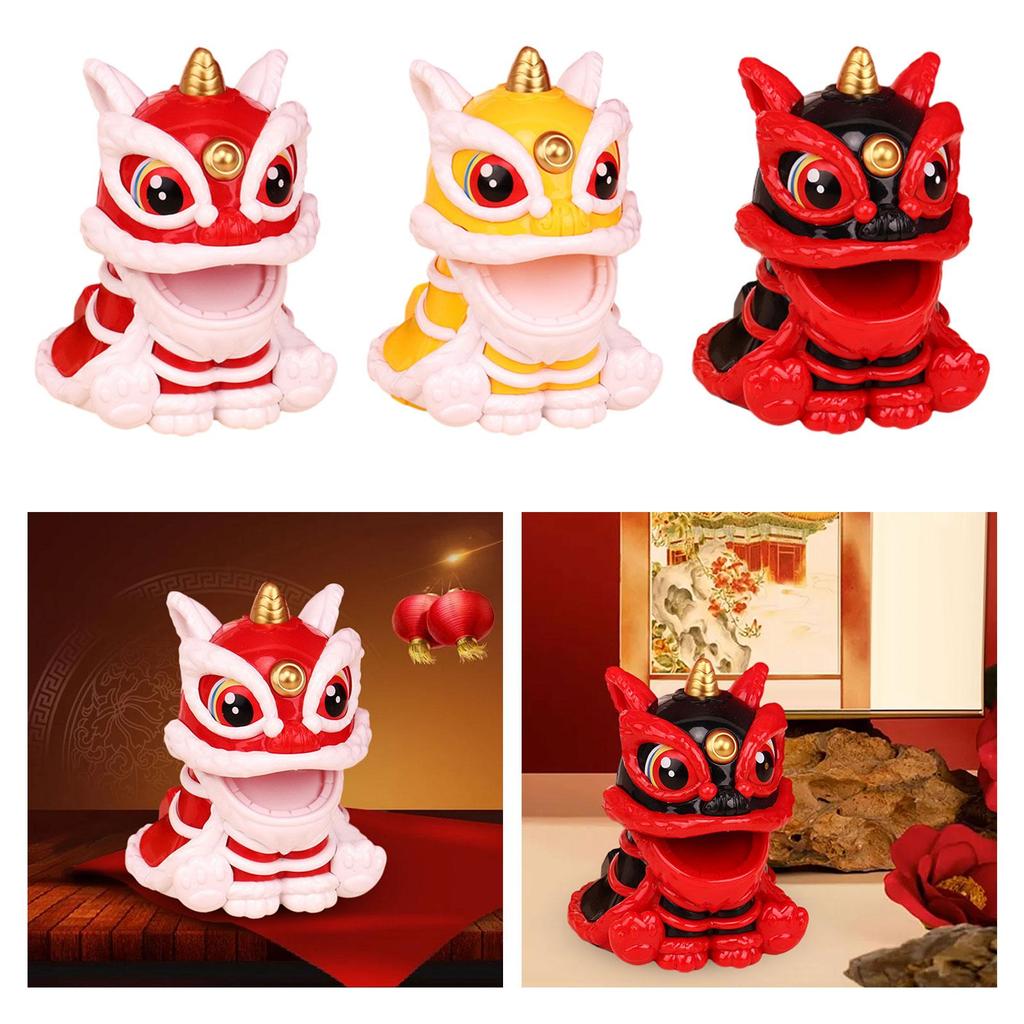 Figurine ornamentale de leu trezitor, sculptură de masă în stil chinezesc, ornament de masă viu, figura Bobblehead pentru casă nouă