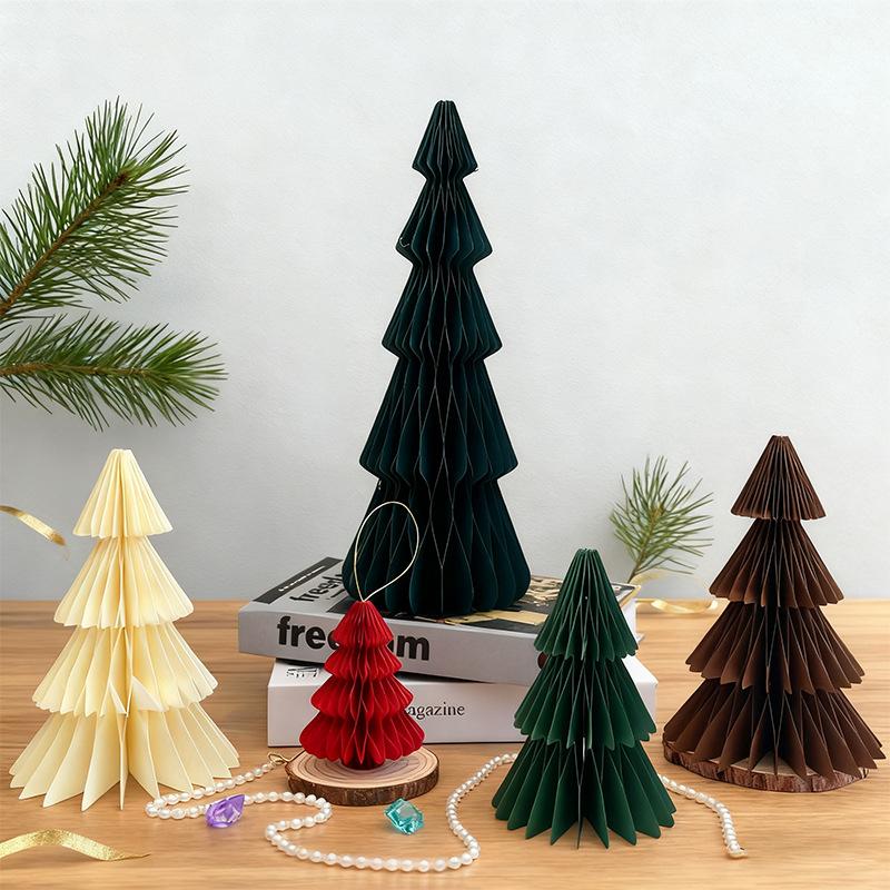 Large Xmas Tree Decoration; 3D Folding Paper Honeycomb Ball for Desktop & Hanging Christmas Ornament Navidad Decoraciones.