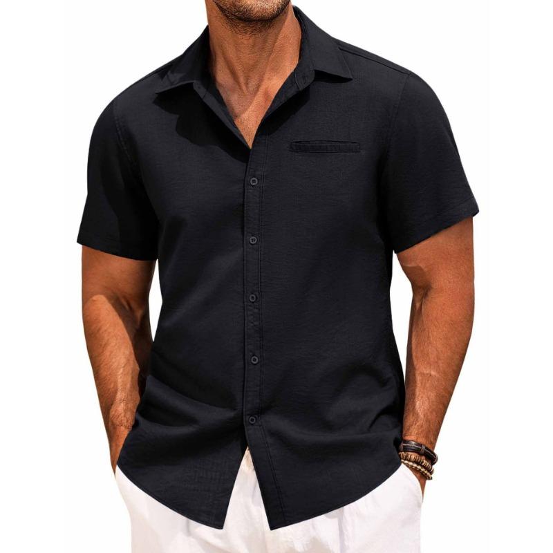 Summer Turn Down Collar Short Sleeve Buttons Shirt Male Casual Fashion All-match Blouse Men Cardigan Top