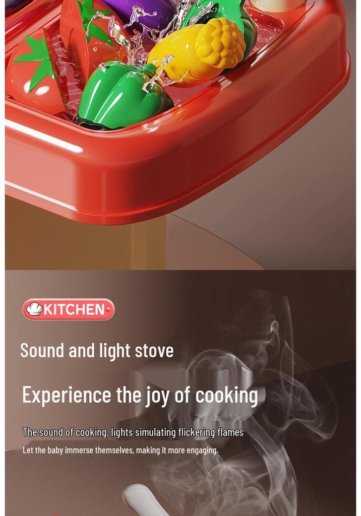Playhouse Kitchen & Dining Table Set with Spray Light – Realistic Cooking Toys for Girls.