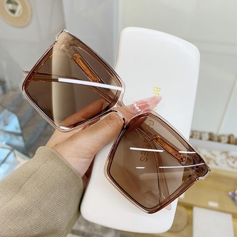 Neue Vintage Quadrat Übergroße Sonnenbrille Frauen Männer Marke Designer Transparent Gradienten Sonnenbrille Großen Rahmen Brillen UV400