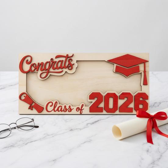 Class of 2026 Graduation Money Holder Wooden Graduation Cash Envelope Box for High School Senior College University Graduates Student Gifts