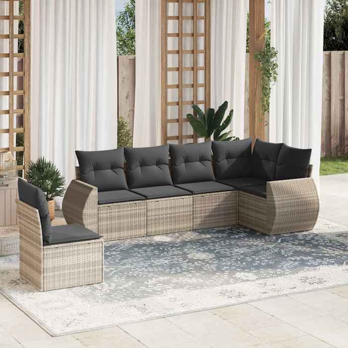 VidaXL Garden Lounge Set with Cushions 6 Pcs, Patio Sofas, Patio Furniture Set, Outdoor Furniture, Grey 3221431