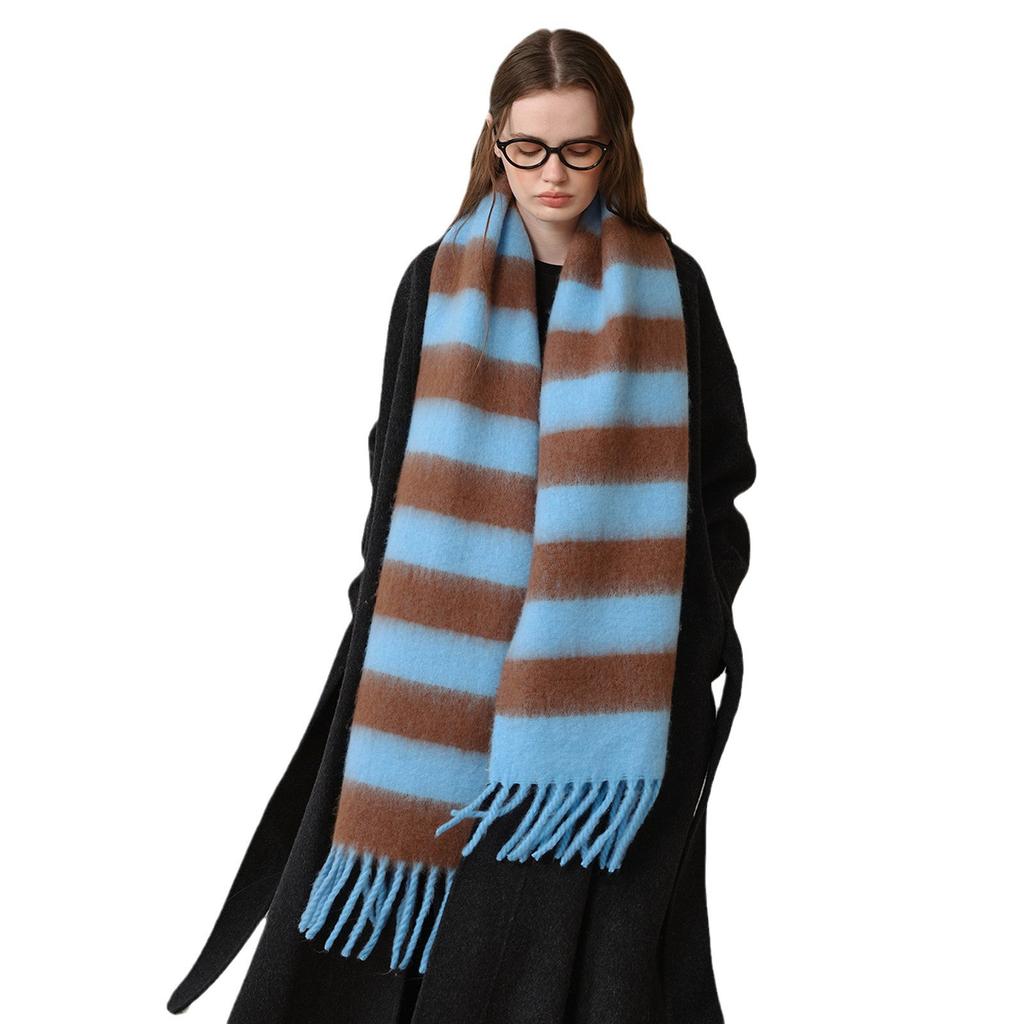 10-color new acrylic imitation cashmere plaid scarf women's fringed autumn and winter thickened warm scarf shawl