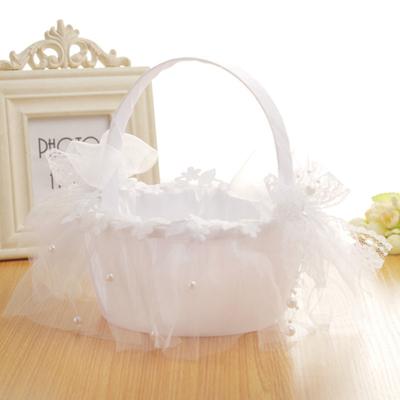 Flower Basket Eye-catching Elegant Appearance Fabric Wedding Flower Girl Basket for Party