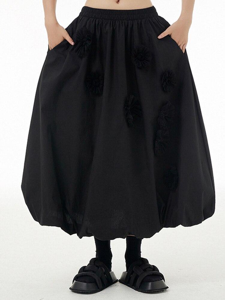 Xitao Solid Color Loose A-line Skirt SMH1450