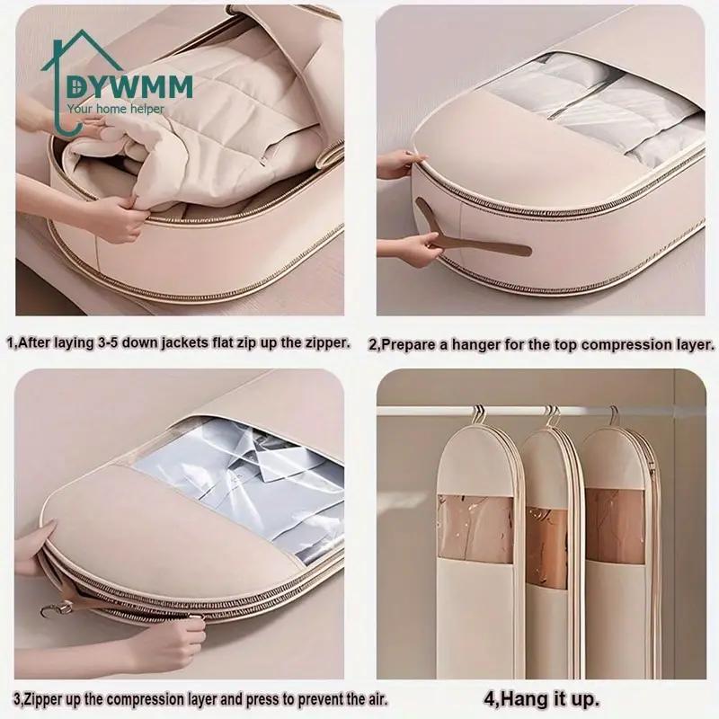 1pc Closet Hanging Organizer Vacuum Bag for Clothes Storage Bag with Hanger Space Saving Clear Seal Bags Wardrobe Compressed Bag