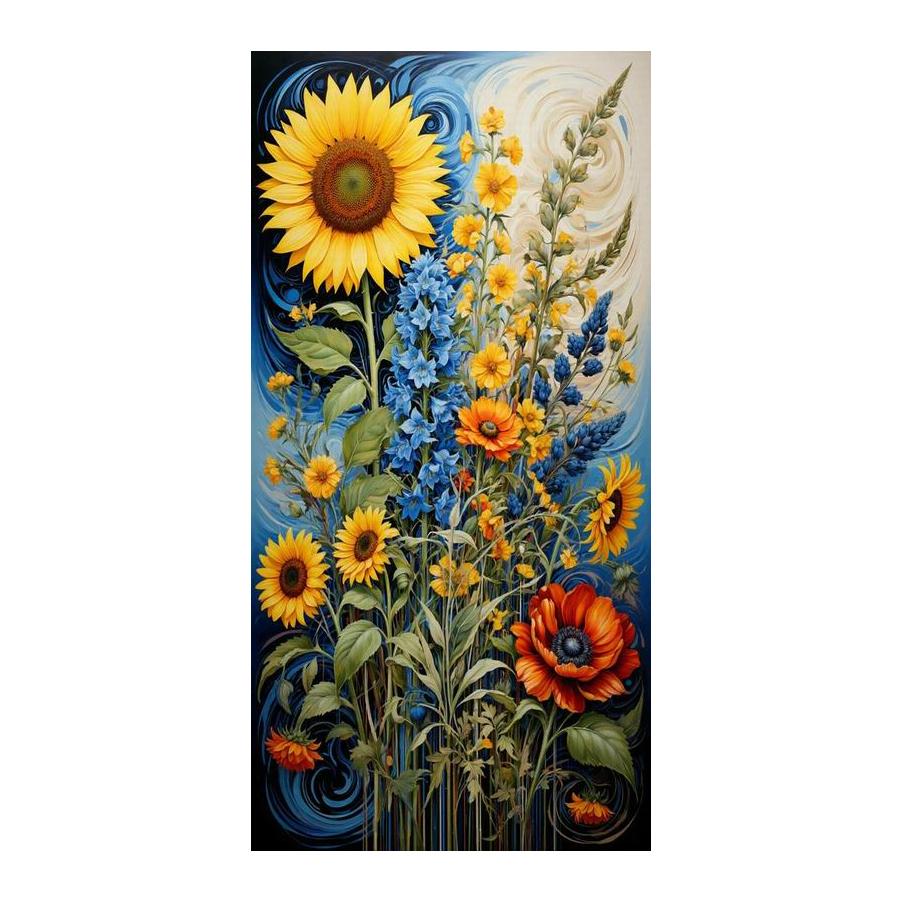 

Colorful Daisy Large Size Diamond Painting Sunflower Diy Full Square Round Drill Rhinestone Embroidery Mosaic Cross Stitch Kits Wall Decor Round drill 30x60cm