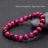 Blue Quartz Tiger Eye Beaded Bracelet - Bohemian Style, Natural Stone Wealth Attraction Handband with Pink Eyes Design, Good Luck Fashionable Bracelet