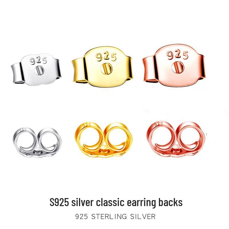 S925 Sterling Silver Earring Accessories with Hallmark Ear Backs and Butterfly Ear Caps