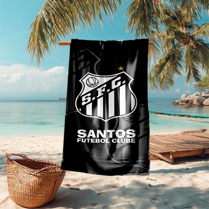 proof beach towel with Santos SFC logo pattern - soft,absorbent,quick-drying,machine washable - perfect for swimming,camping,bathing