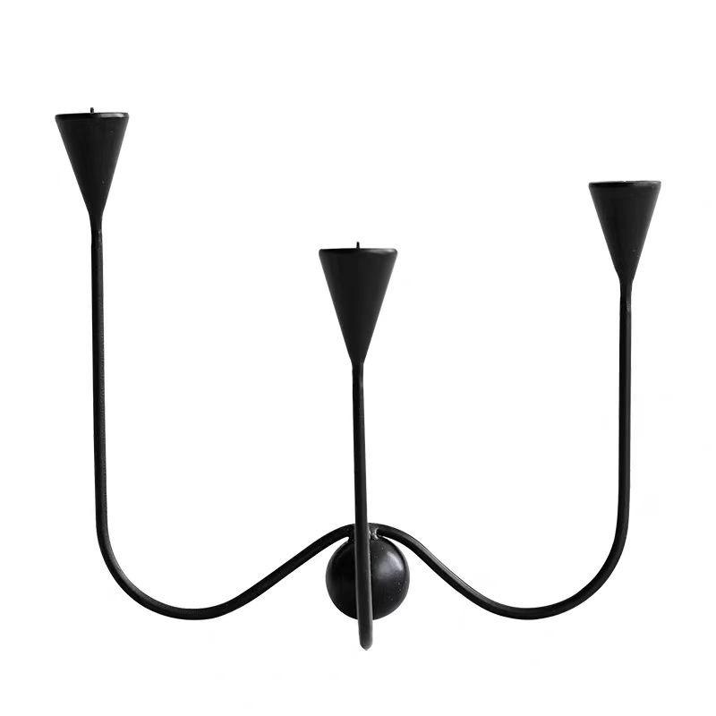 

Metal Candle Stick Holder Nordic Luxury Candlesticks Black Casual Three-Head Candlestick Living Room Decoration Accessories