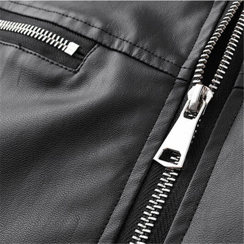 Spring High Quality Men's PU Leather Jacket Motorcycles Zipper Casual Stand Collar Leather Outwear Male Moto Biker Loose Coat