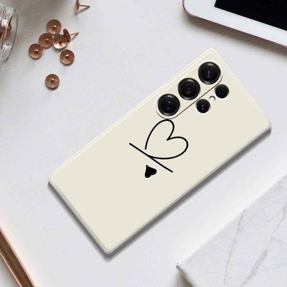 For Samsung Galaxy S25 Ultra Case Black Love Pattern Printing Straight Edge TPU Phone Back Cover