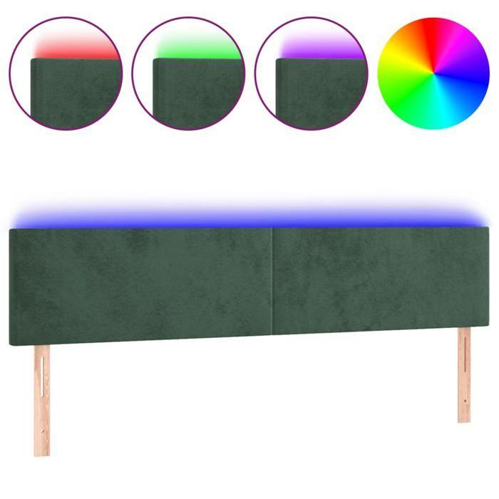 VidaXL Tête de Lit à LED Meuble de Chambre à Coucher Accessoire de Lit Double Tête de Cadre de Lit Intérieur Vert Foncé 3121395