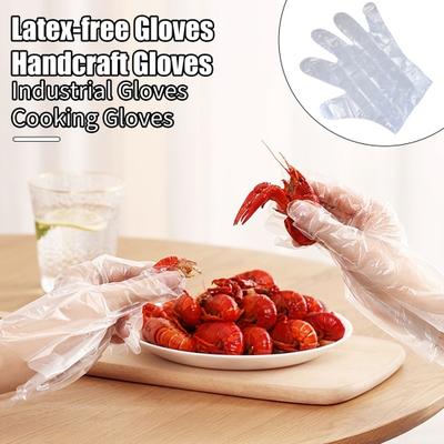 200 Stück Einweghandschuhe aus transparentem Kunststoff, Latex, puderfrei, für den Heimgebrauch und die Arbeit, sichere Handschuhe zum Kochen, Reinigen, Malen