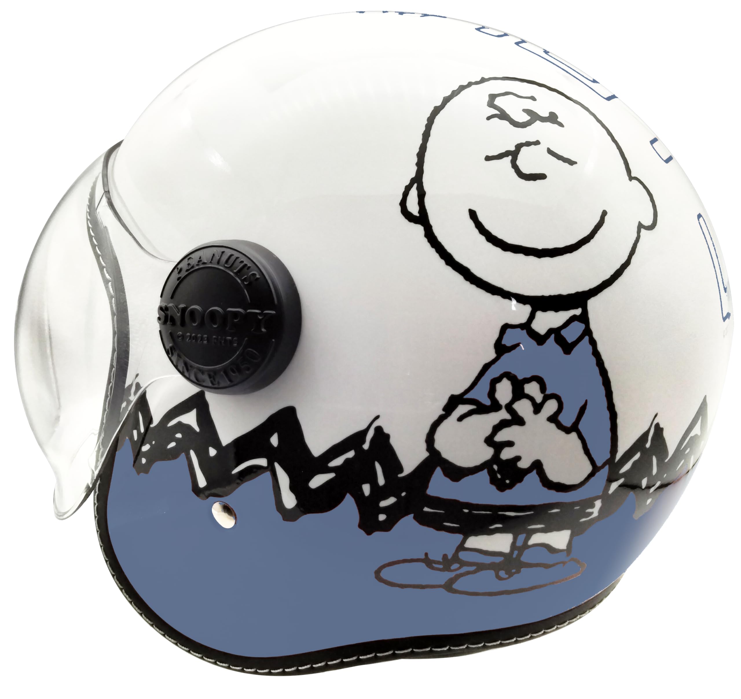 

Snoopy Charlie Brown Open Face Jet Helmet with UV Shield & (Blue) синий