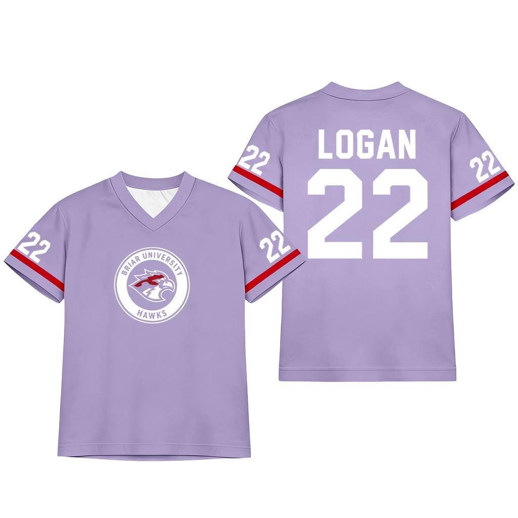 Women Fashion Jersey Style Casual Sports Top V Neck Loose Fit Short Sleeve Lightweight Pullover Shirt with University Logo and Number Print