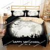 Set Copripiumino di Halloween Pipistrello con Zucca Set Biancheria da Letto 3pz Copripiumino Festivo Federe Arancioni Tessile per la Casa alla Moda