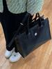 Women'S Large Capacity Tote Bag Versatile Pu Handbag One Shoulder Crossbody Satchels Bag Black White Commuter Bags