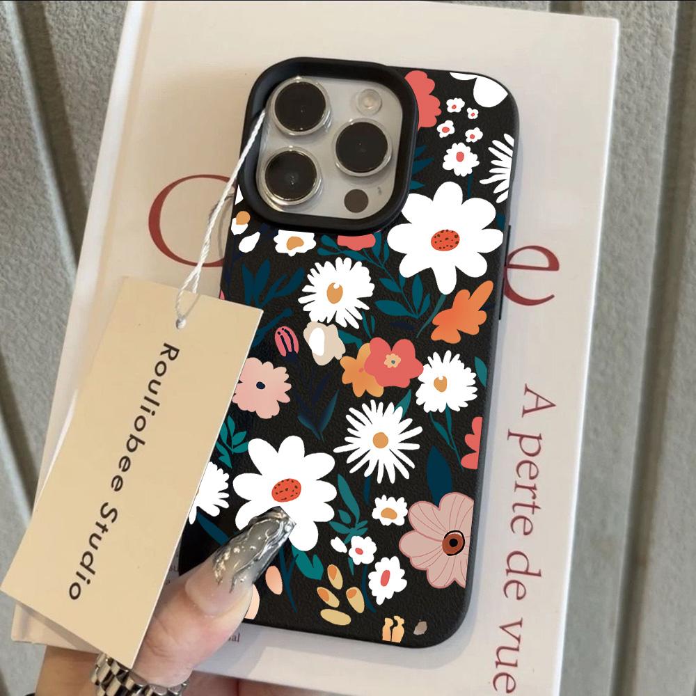 

HOT Luxury Retro Flowers Lichee leather pattern Phone Case For iPhone 17 16e 16 15 14 13 12 11 Air Pro Max Plus X XR XSMax iPhone 16e