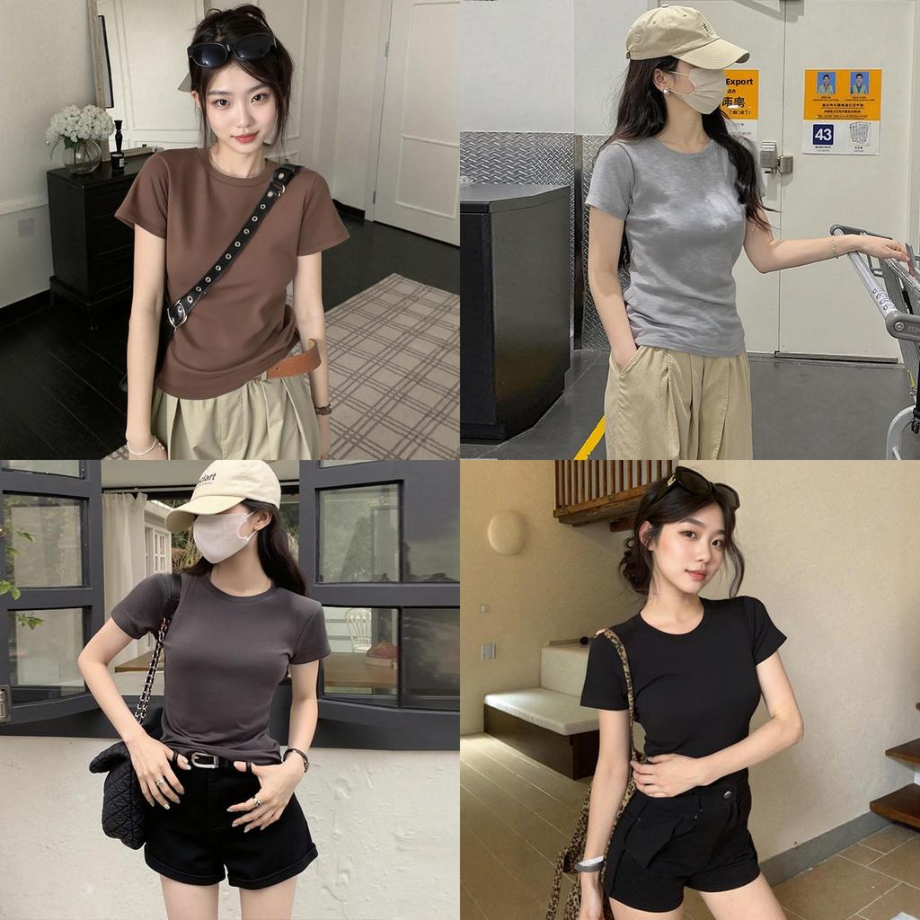 Cotton Short Sleeve T Shirt For Women With Slim Fit And Round Neck Summer Casual Style