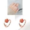 D Rose Flower Adjustable Ring For Women With Electroplated Copper Jewelry