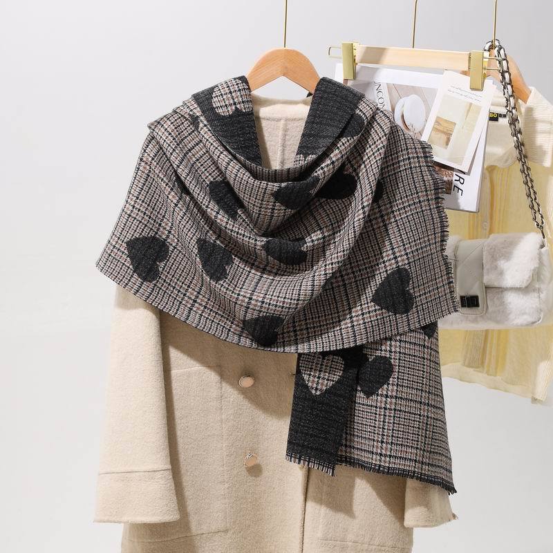 

Luxury Heart Print Winter Cashmere Pashmina Scarf Shawl Lady Wrap Warm Autumn Scarves Lady Warm Soft Foulard Poncho Stoles 190x65 cm