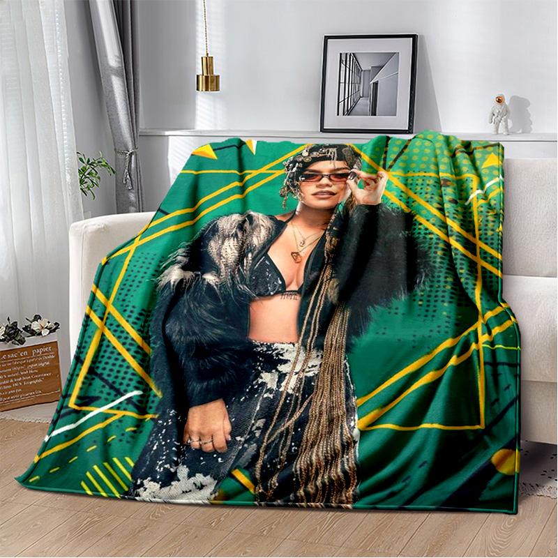 3D Baskı Karol G Singer HD Battaniye, Yumuşak Atmak Battaniye Ev Yatak Odası Yatak Kanepe Piknik Seyahat Ofis Dinlenme Kapak Battaniye Çocuklar için