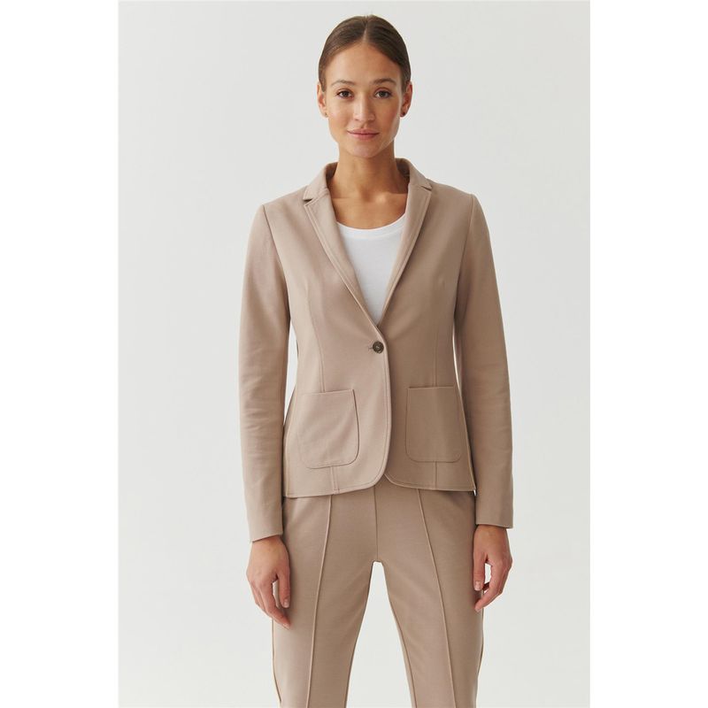 

Ozhouzhan Original Single Tail Knitted Ponte-De-Roma Spring Golden Insert Slim fit Professional Women One Button Small Suit Khaki 34