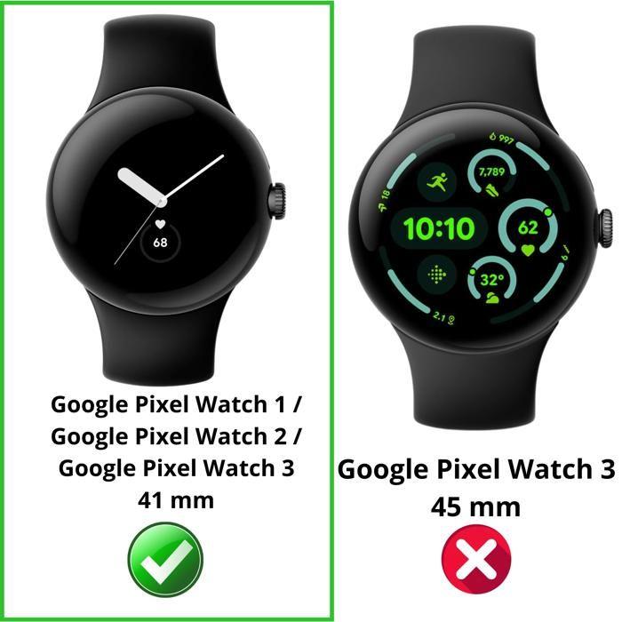 Carcasă compatibilă cu Google Pixel Watch 3 / Watch 2 / Watch - 41 mm - Carcasă neagră cu protecție rigidă, ecran din sticlă securizată Phonillico®