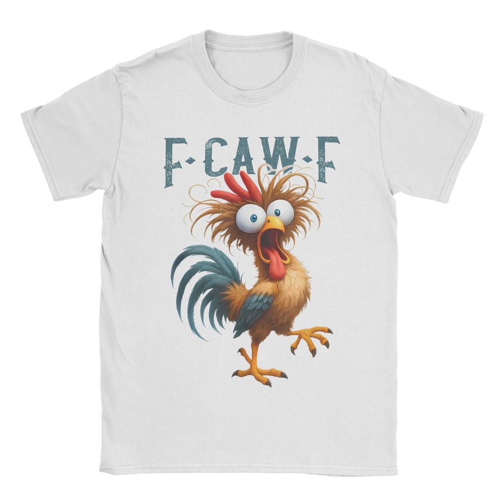 F-Caw-F Funny Chicken Humor Men's T Shirt Quote Rooster Meme Awesome Tee Shirt Short Sleeve Crewneck T-Shirts Cotton Adult Tops