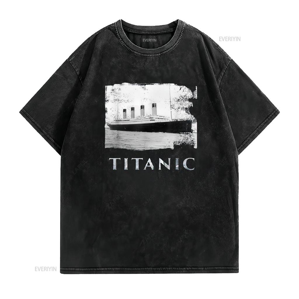 Titanic Sinking History Womens T Shirt Black vintage Washed Breathable fashion Stretched Comfortable graphic Casual Stylish