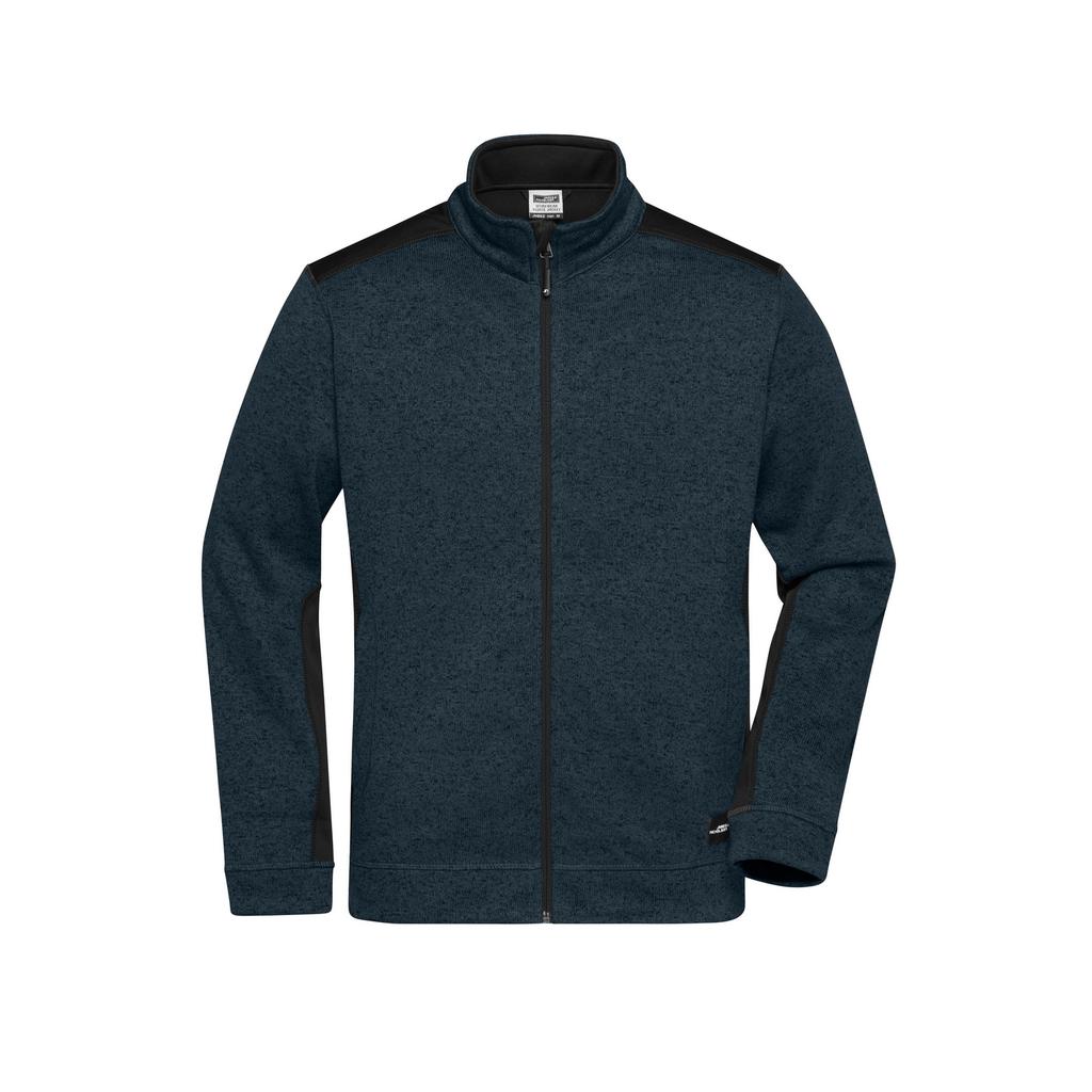 James and Nicholson Mens Strong Knitted Work Fleece Jacket