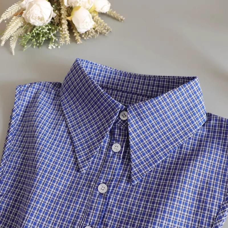 Versatile Blue Plaid Faux Collar for Girls: Multifunctional Layer for Spring, Autumn, and Winter