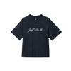Swoosh Embroidered Logo Crew Neck Casual Short Sleeve T-Shirt Women Tops Black FZ4886-010