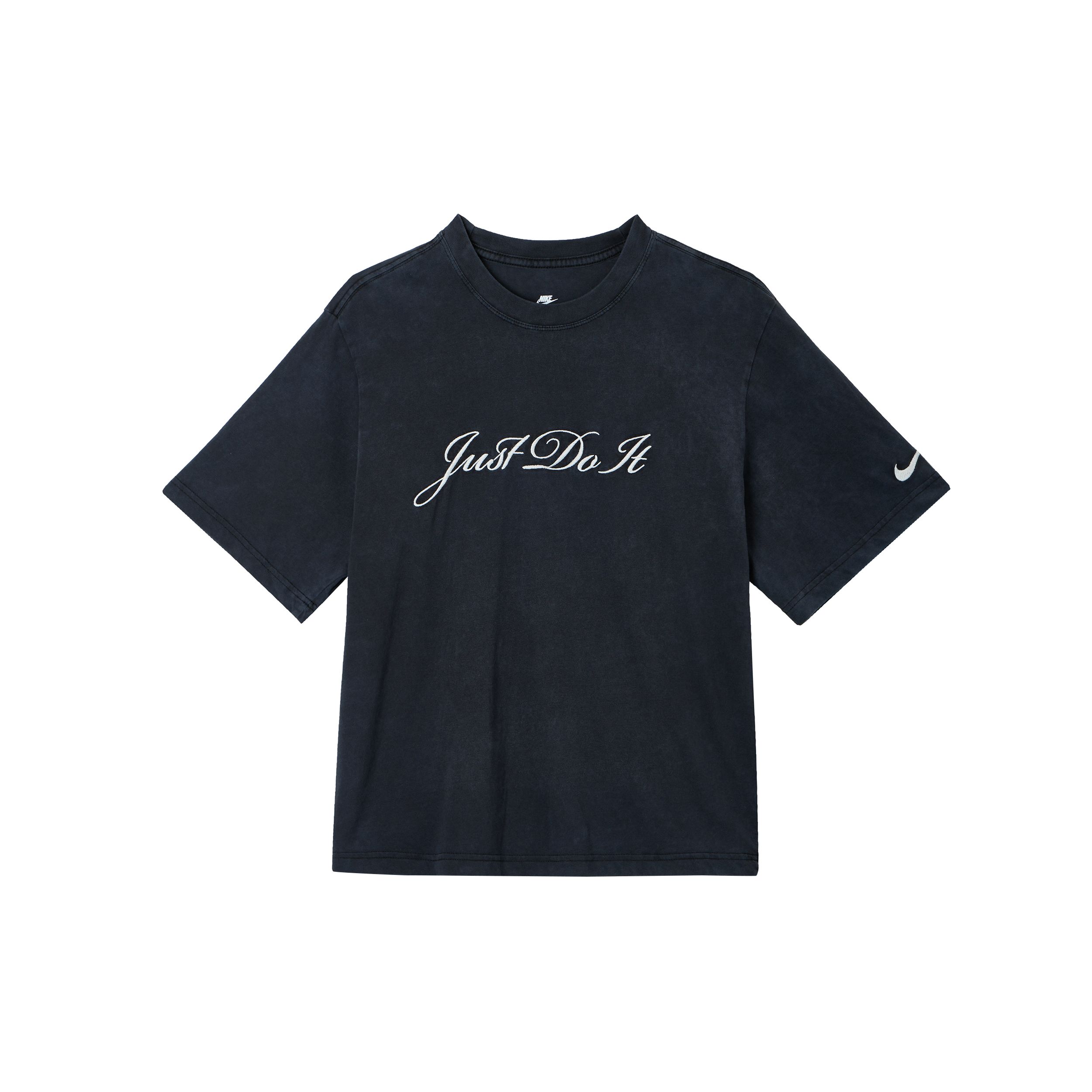 

Nike Повседневная футболка с коротким рукавом и вышитым логотипом Swoosh, черные женские топы FZ4886-010 M