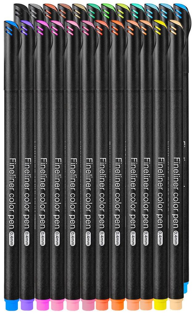 Set mit feinen Stiften, Fineliner, 24 Farben, Zeichenstifte 0,38–0,4 mm