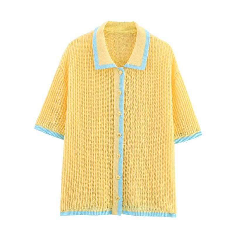 Araltay New Arrival Fashion Style Women's Fashion All-Match Minimalist Stripes Polo Shirt Knitting Coat Shorts